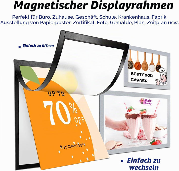 VAIIGO Magnetrahmen Info-Rahmen Selbstklebend mit Magnetverschluss für Informationsrahmen DIN A3 For