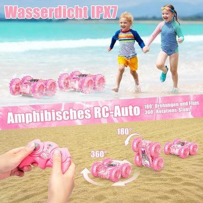 AmazeFun Amphibienfahrzeug Ferngesteuertes Auto ab 4 5 6 7 8 9 10 Jahre Mädchen Spiele RC Auto Indoo