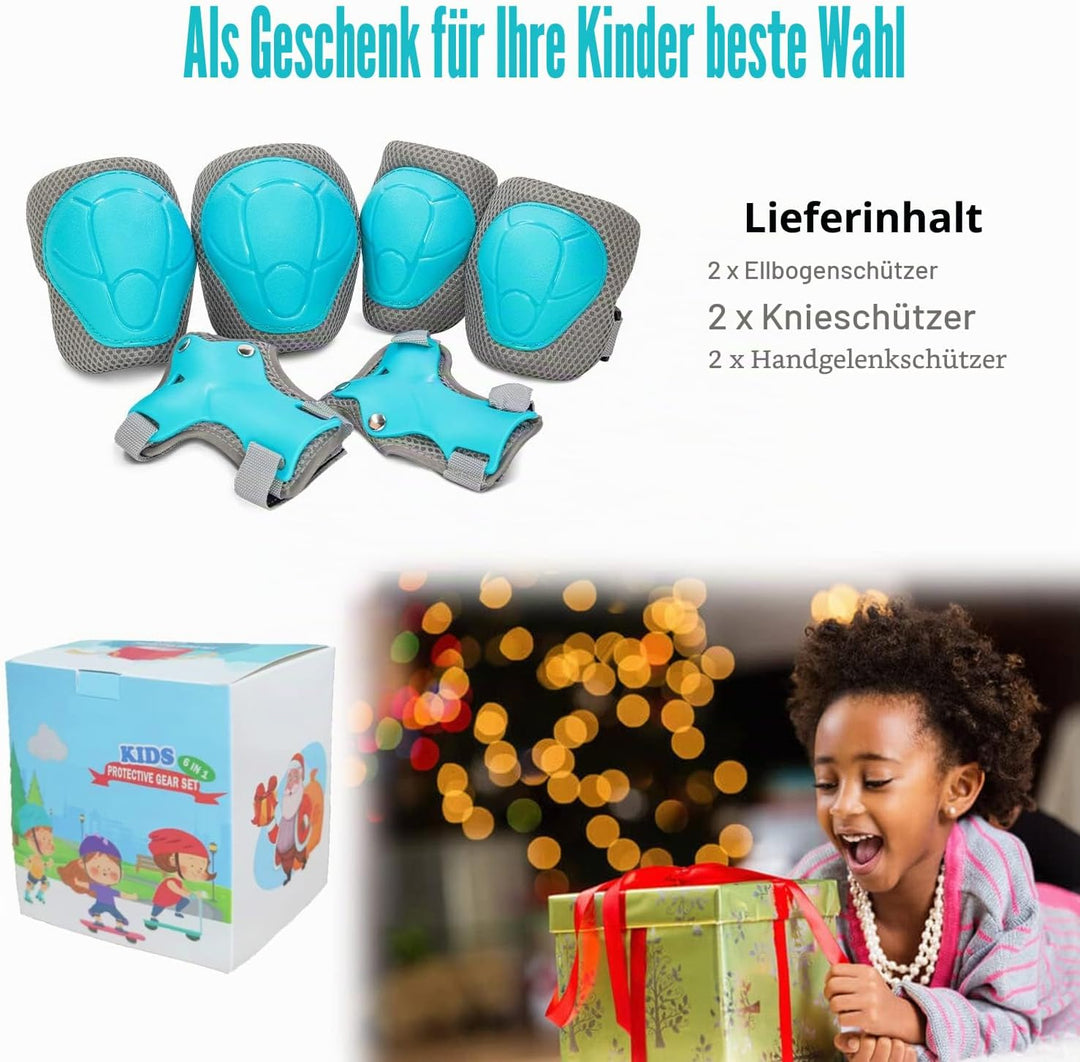 LANOVAGEAR Knieschoner Kinder 2-16 Jahre Schoner Inliner Kinder - Skate Protektoren Set-6er - Kniesc