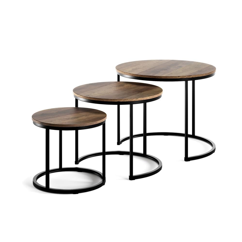 Vicco Couchtisch-Set Montreal, Holz, 55 x 55 cm 3 Teile Holz 3er Set, Holz 3er Set