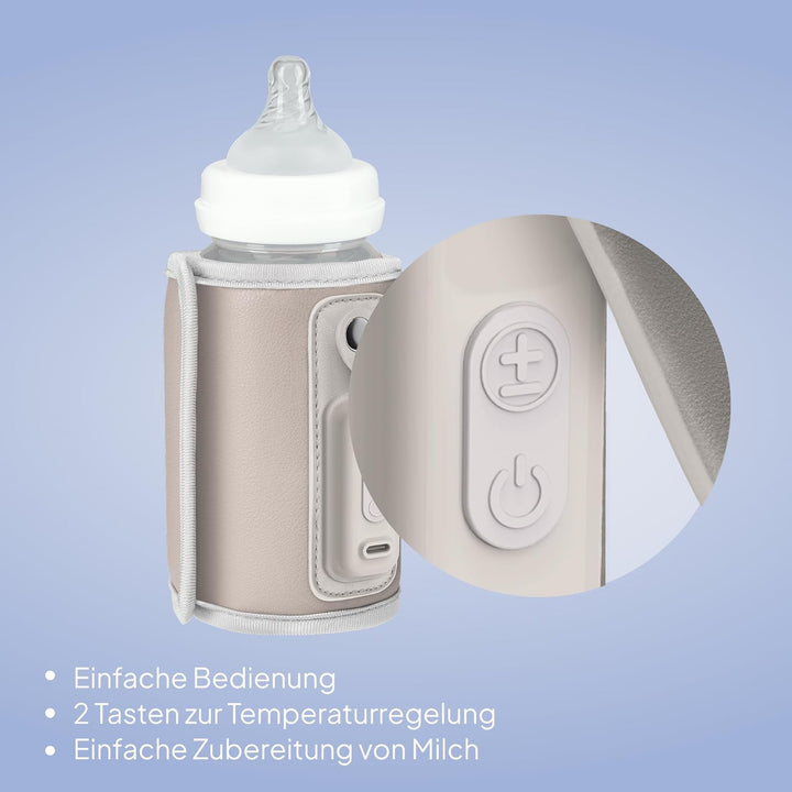 LIONELO Thermup Go Tragbarer Babyflaschenwärmer USB-C, Flaschenwärmer Unterwegs & Auto, 24h Warmhalt