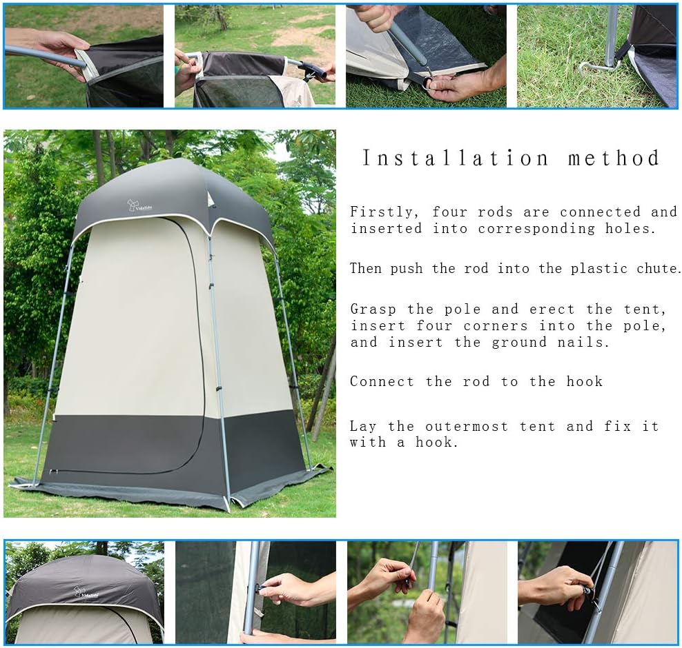 Outdoor-Duschzelt, Umkleidekabine, Privatsphäre, tragbar, Camping-Unterstände gray, gray