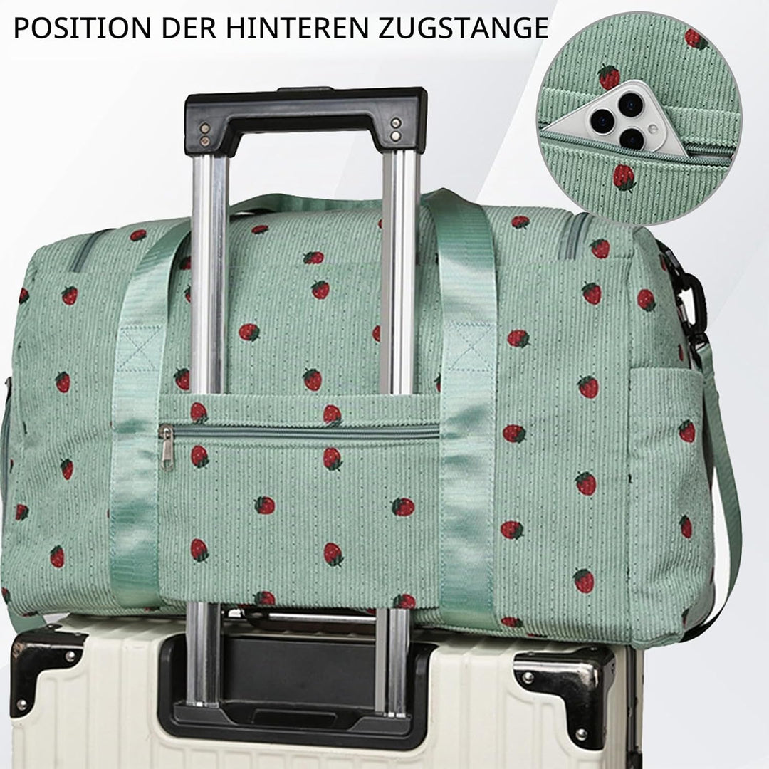 Reisetasche Damen, Sporttasche Damen mit Schuhfach, Nassfach and Kleine Geldbörse, Cord Schwimmtasch