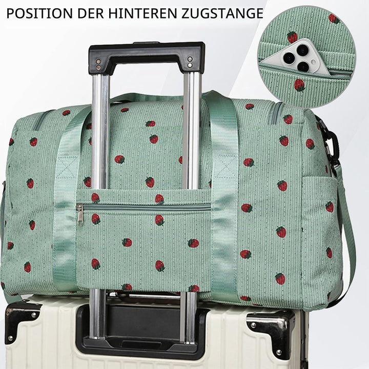 Reisetasche Damen, Sporttasche Damen mit Schuhfach, Nassfach and Kleine Geldbörse, Cord Schwimmtasch