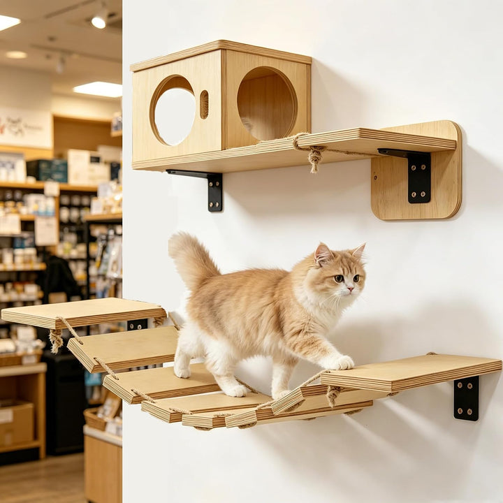 Kletterwand Katze Set, Kletterwand Katzen, Katzenzubehör Mit Plattform, Wandbrücke, Katzenbrücke Und