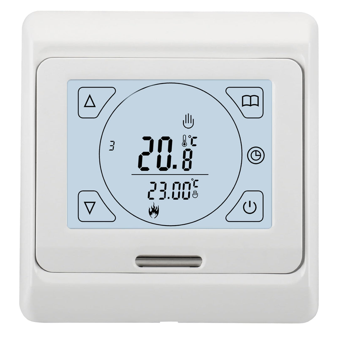 Wengart Raumthermostat Thermostat programmierbar LCD Touchscreen Digital weiss WG809, Unterputz für