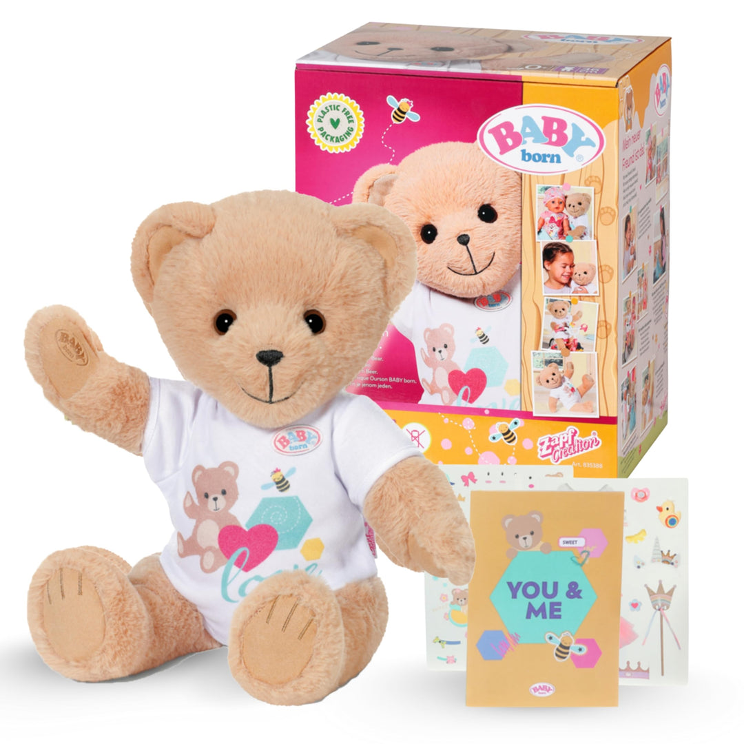 BABY born Bär, Teddy Kuscheltier mit weissem Strampler und beweglichen Armen und Beinen, 835388 Zapf