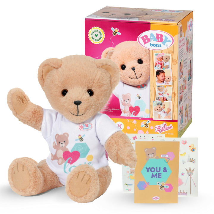 BABY born Bär, Teddy Kuscheltier mit weissem Strampler und beweglichen Armen und Beinen, 835388 Zapf