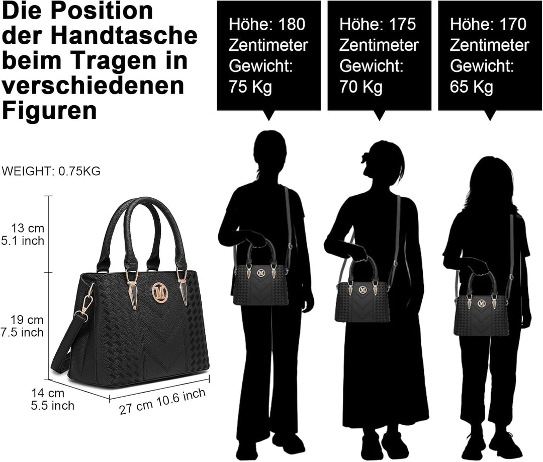 Miss Lulu Handtasche Damen,Handtasche Damen Mittelgross,Tasche Damen,Tasche Damen Mittelgross 1-1 Bl