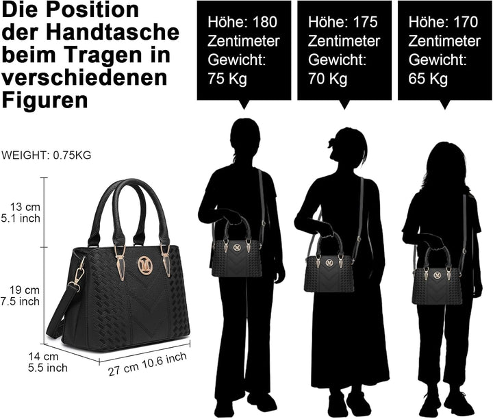 Miss Lulu Handtasche Damen,Handtasche Damen Mittelgross,Tasche Damen,Tasche Damen Mittelgross 1-1 Bl