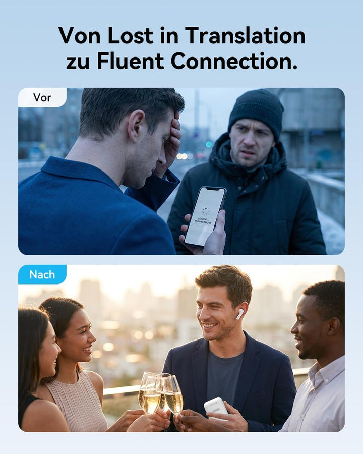 A8 Sprachübersetzer & Übersetzer KopfhöRer 2-In-1 – 144 Sprachen Echtzeit, Offline Übersetzer Ohne I