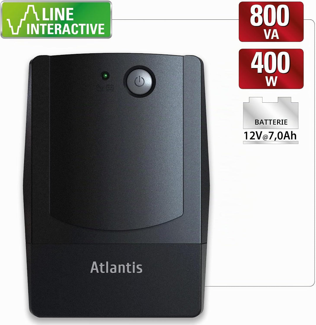 Atlantis Land OnePower PX800 Netzteil, Nicht unterbrechbar, 800 VA, 4 AC-Ausgänge – Stromversorgung