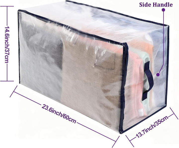 TOOPBIUTI 2 Pack 80L Moving Bags, Heavy Duty Moving Totes Clear Dustproof Waterproof Storage Bag Lar