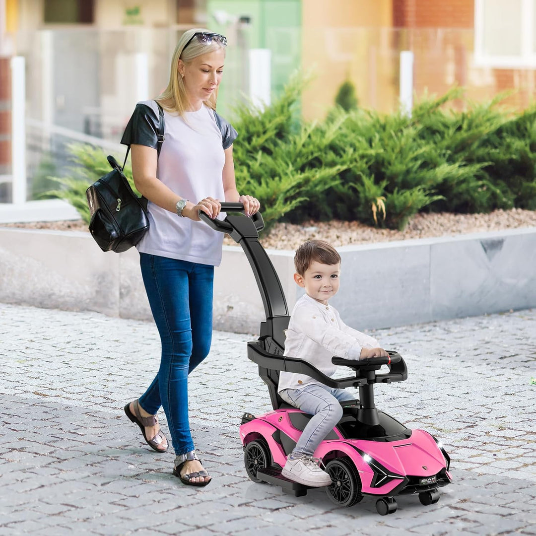 COSTWAY 3-in-1 Lamborghini Rutschauto, Schiebauto mit Scheinwerfern & Musik & Stauraum, Rutschfahrze
