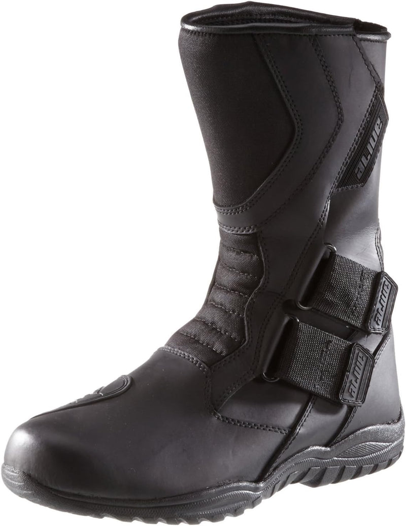 Protectwear Motorradstiefel, Tourenstiefel, Allroundstiefel aus schwarzem Leder mit Klettverschluss