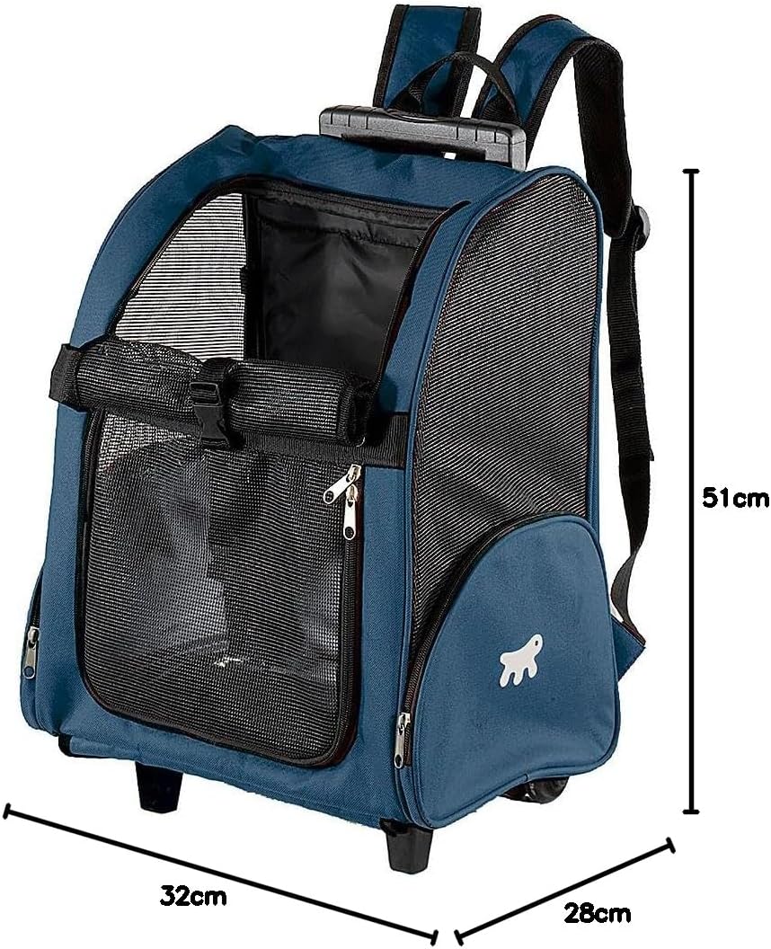 Transportbox für Kleine Hunde und Katzen Trolley mit Rollen, Rucksack für Kleine Hunde Katzen, Teles