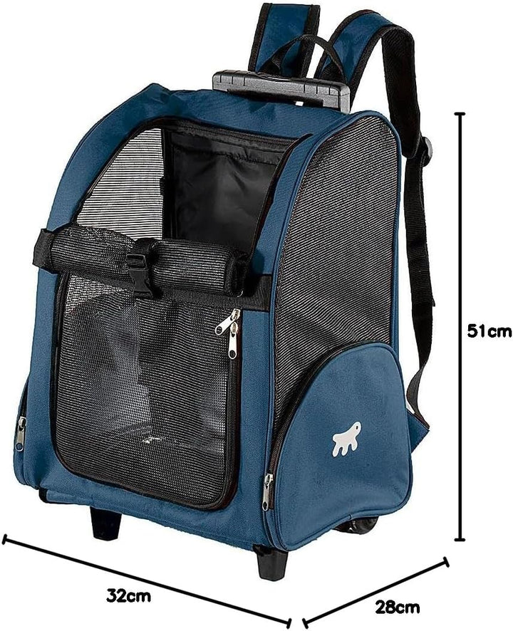 Transportbox für Kleine Hunde und Katzen Trolley mit Rollen, Rucksack für Kleine Hunde Katzen, Teles