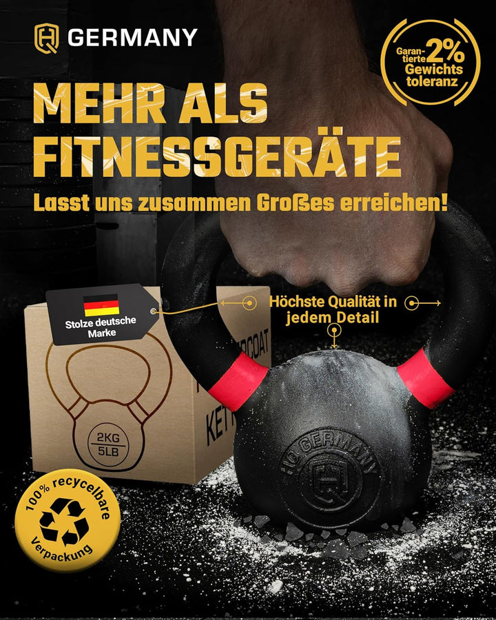 HQ Germany® Powdercoat Kettlebell | Vollguss | 2-32kg | Starter-Sets | ±2,0% Gewichtstoleranz 02KG,