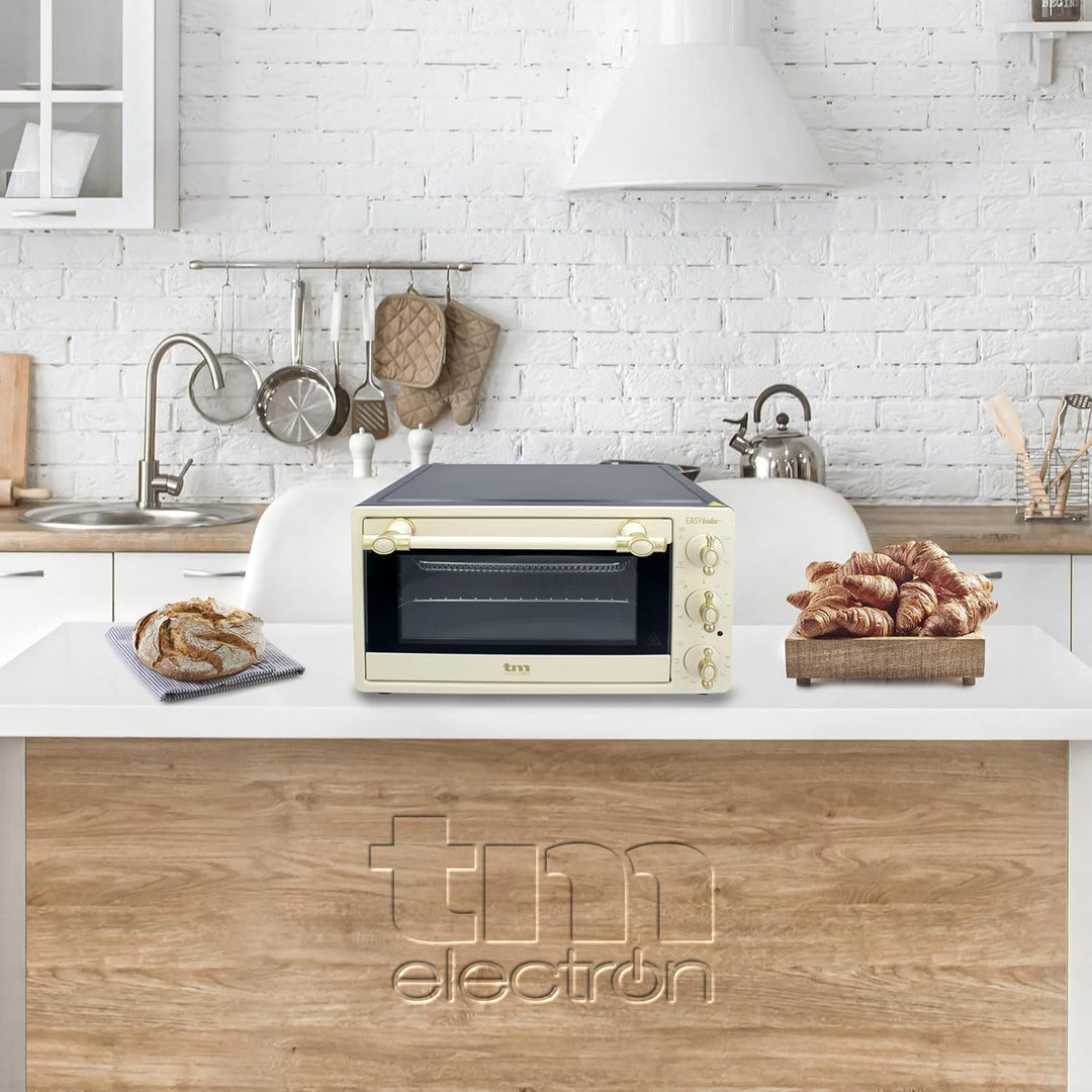 TM Electron EASYBAKE TMPHO020REB Mini Backofen Retro Design mit Fritteuse Funktion ohne Öl, 20 Liter