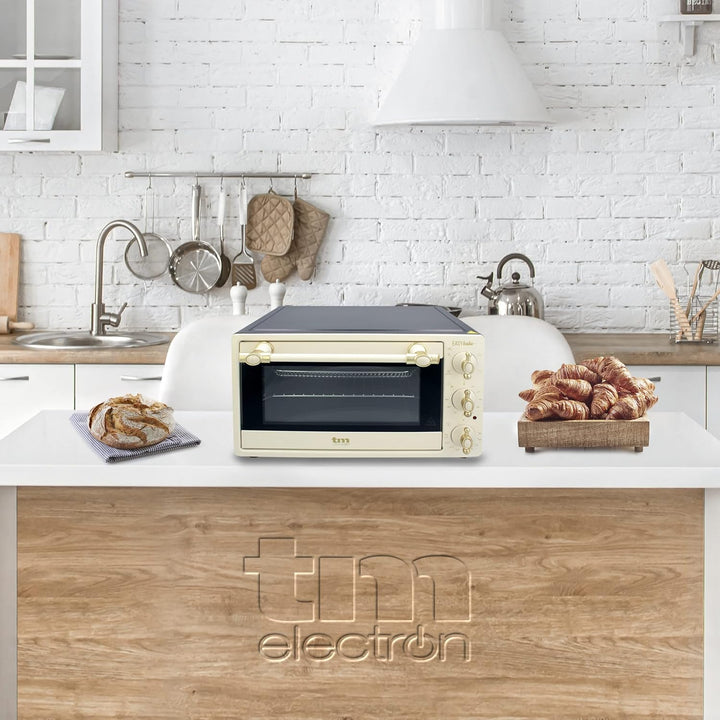 TM Electron EASYBAKE TMPHO020REB Mini Backofen Retro Design mit Fritteuse Funktion ohne Öl, 20 Liter