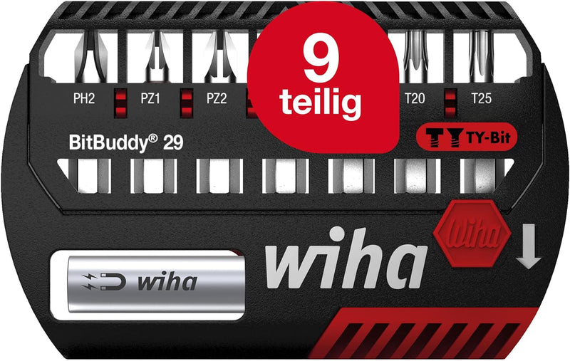 Wiha Bit Set BitBuddy 8-tlg. I TY-Bit 29 mm 1/4" C6,3 I PH,PZ,TORX I Zubehör für Schraubanwendungen