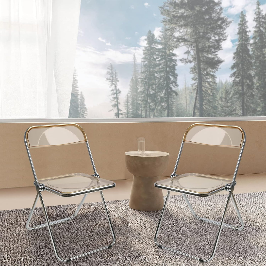 Esszimmerstühle 1er Set, Klappstuhl Stapelbarer, Acryl-Klappstühle, Küchenstuhl Mit Metallgestell, E