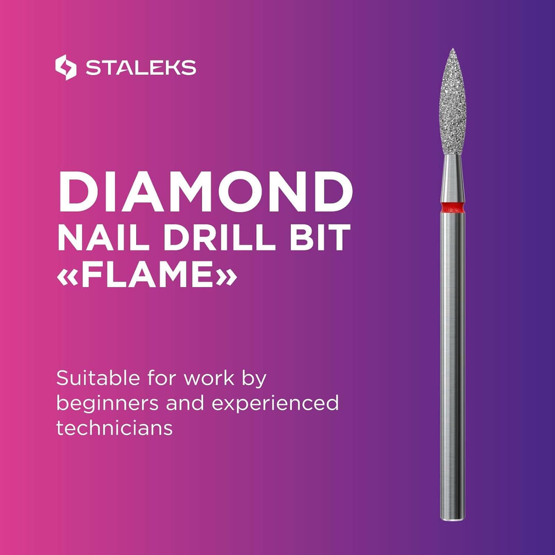 Staleks Pro - Diamant bit - flamme (roter ring) I aufsatz für nagelfräzer I bits für apparative mani