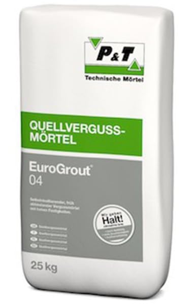 P & T Technische Mörtel EuroGrout 04 Quellvergussmörtel 25 kg - Selbstnivellierend, früh abbindend m