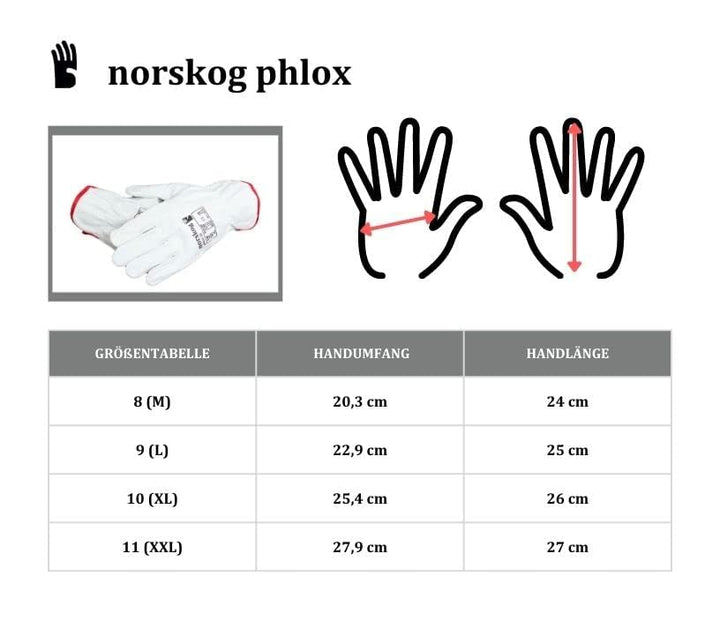 norskog PHLOX - Schutzhandschuhe I 12 Paar I Elastische Band I Kanadischer Handschuhe aus Rindsleder