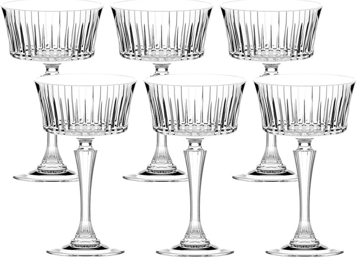 RCR Timeless Stielgläser, 6 Stück, elegantes Tafelservice, 100 % Made in Italy, Fassungsvermögen 26