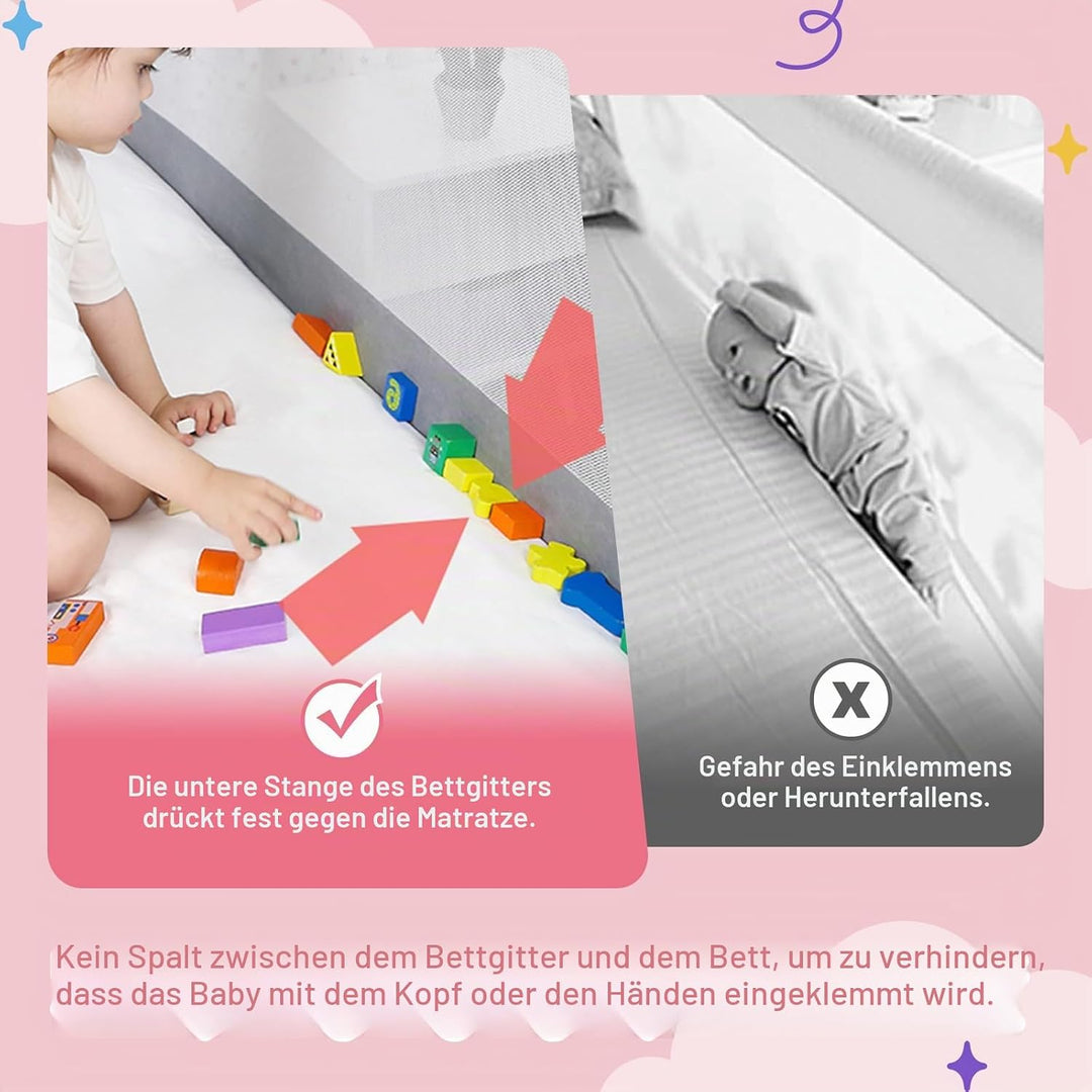 Rausfallschutz Bett 180cm, Bett Rausfallschutz Kinder, Bettgitter Bettschutzgitter Kinderbettgitter