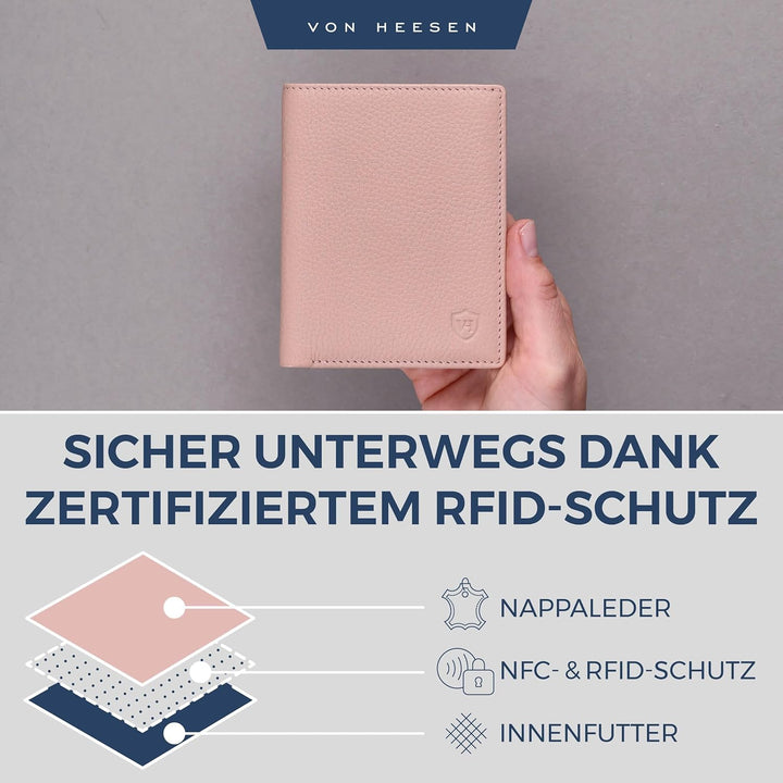VON HEESEN® Leder Geldbörse Herren mit Münzfach &amp; RFID Schutz I Echtleder Geldbeutel für Männer &amp; Da