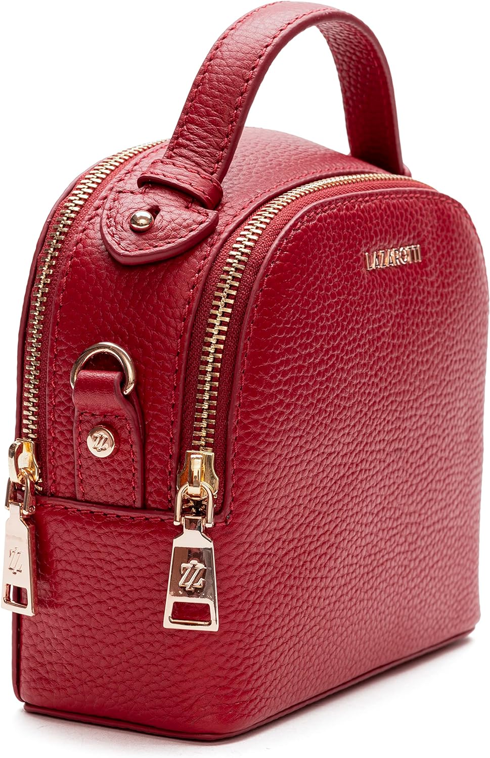 Lazarotti Bologna Leder Handtasche Damen | 2 Hauptfächer & abnehmbaren Tragegurt | mittelgrosse Henk