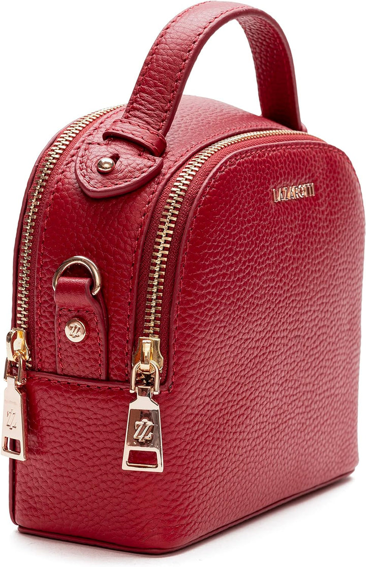 Lazarotti Bologna Leder Handtasche Damen | 2 Hauptfächer & abnehmbaren Tragegurt | mittelgrosse Henk