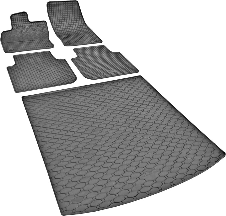 Passgenaue Kofferraumwanne und Gummifussmatten geeignet für Seat Tarraco ab 2018 + Gurtschoner