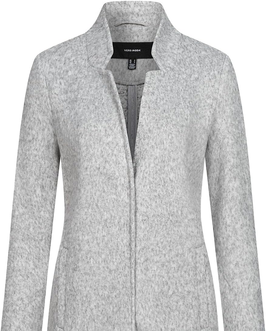 VERO MODA Damen Kurzmantel VMBrushedkatrine lange Damenjacke, S Light Grey Melange