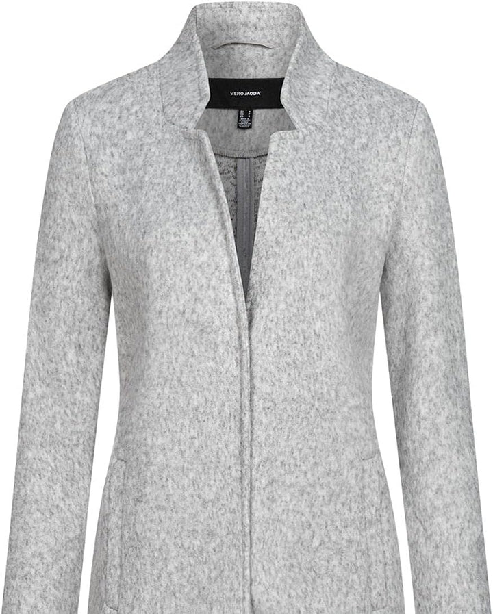 VERO MODA Damen Kurzmantel VMBrushedkatrine lange Damenjacke, S Light Grey Melange