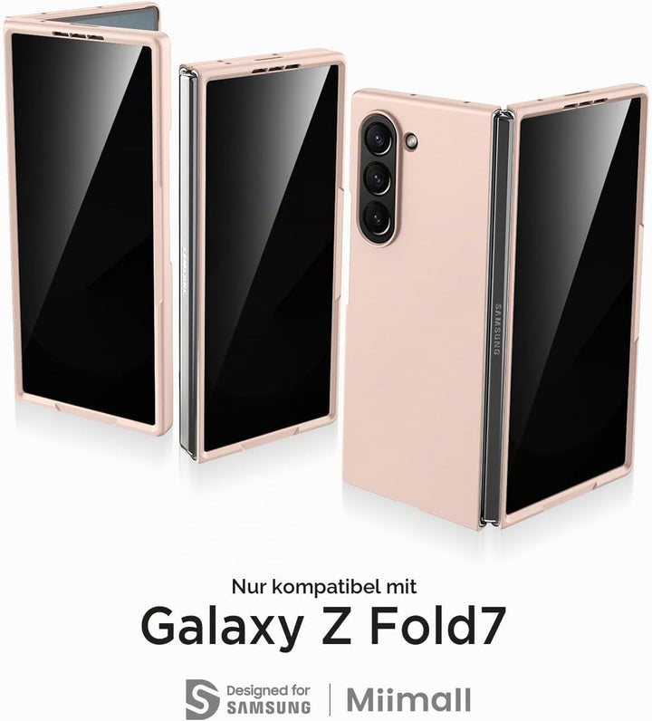 Miimall Handy Hülle für Samsung Z Fold 7 Slim Case mit Blickschutz Schutzglas, Induktives Laden Komp