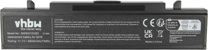 vhbw Li-Ion Akku 6600mAh (11.1V) schwarz kompatibel mit Notebook Laptop Samsung RV410, RV415, RV509,