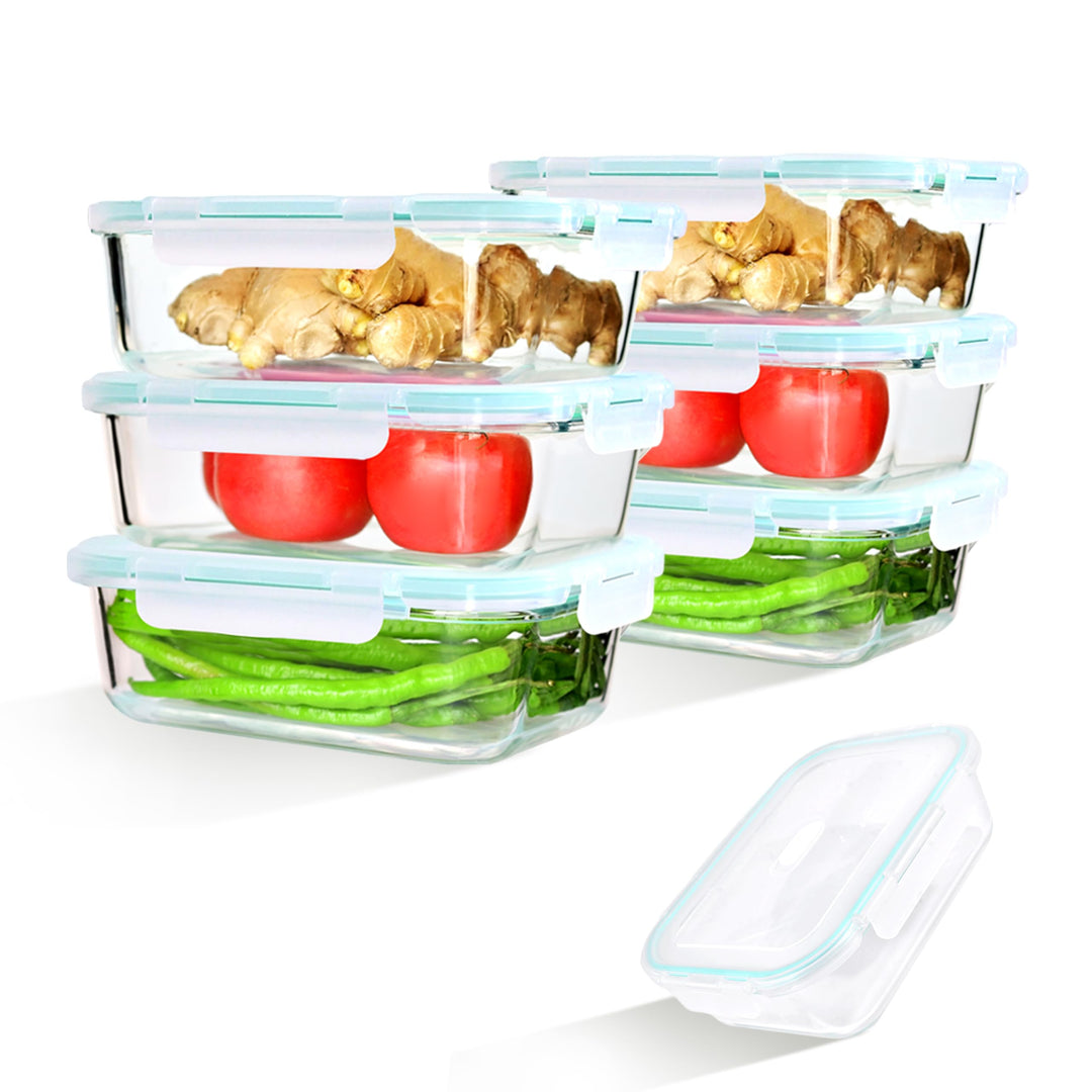 LNWSN Frischhaltedosen Glas mit Deckel 6er, 1520ml Hochtransparente Borosilikatglas Meal Prep Boxen