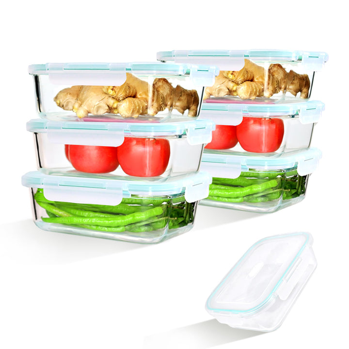 LNWSN Frischhaltedosen Glas mit Deckel 6er, 1520ml Hochtransparente Borosilikatglas Meal Prep Boxen
