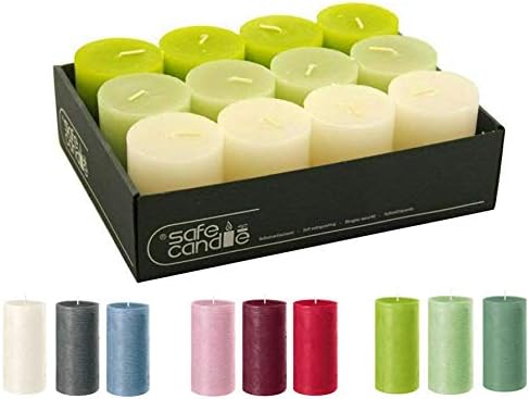 Rustikale Stumpenkerzen – 12 Stück - Wachskerzen/Rustickerzen/Adventskerzen Weihnachten (Happy Green
