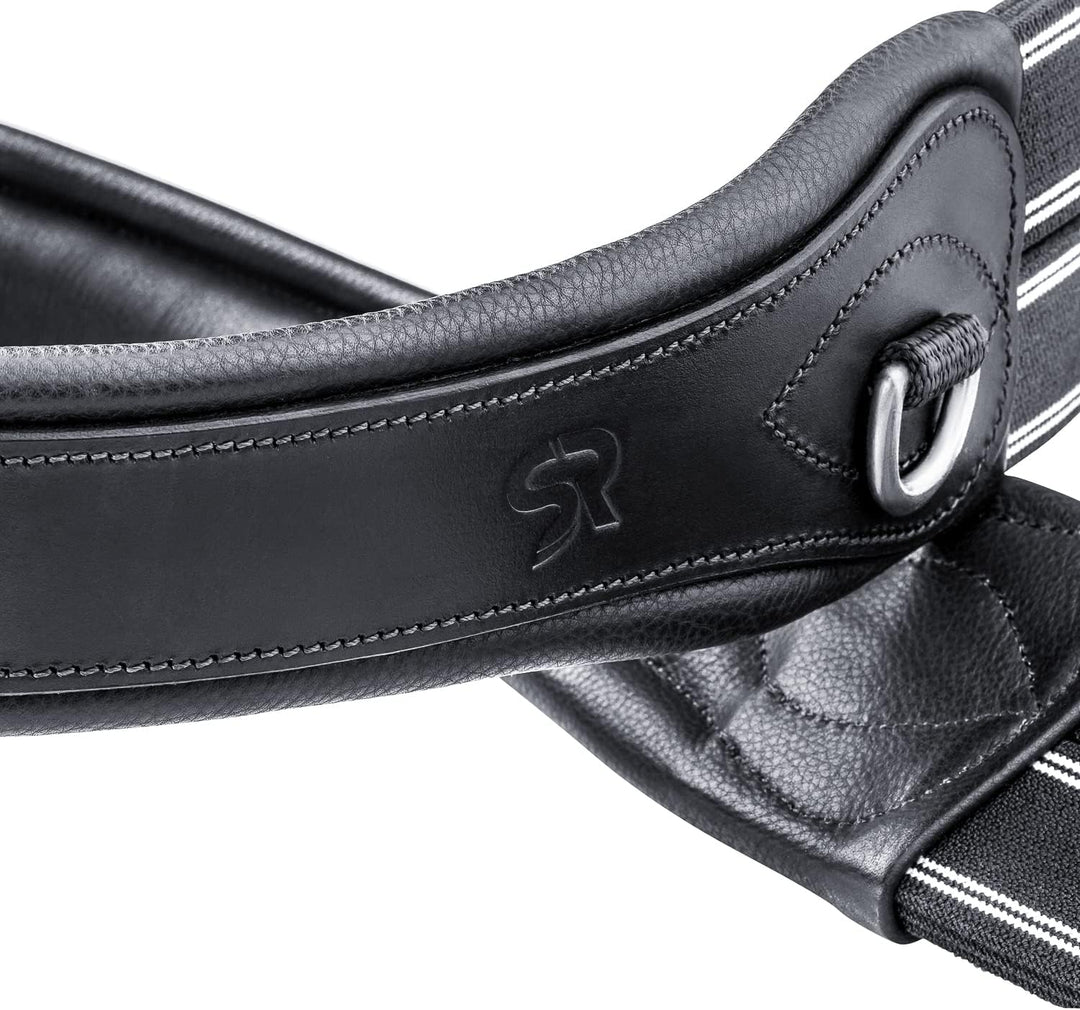 SUNRIDE Sattelgurt Soho aus Echtleder, anatomisch mit D-Ring (3X) für Hilfszügel (140 cm, schwarz) 1