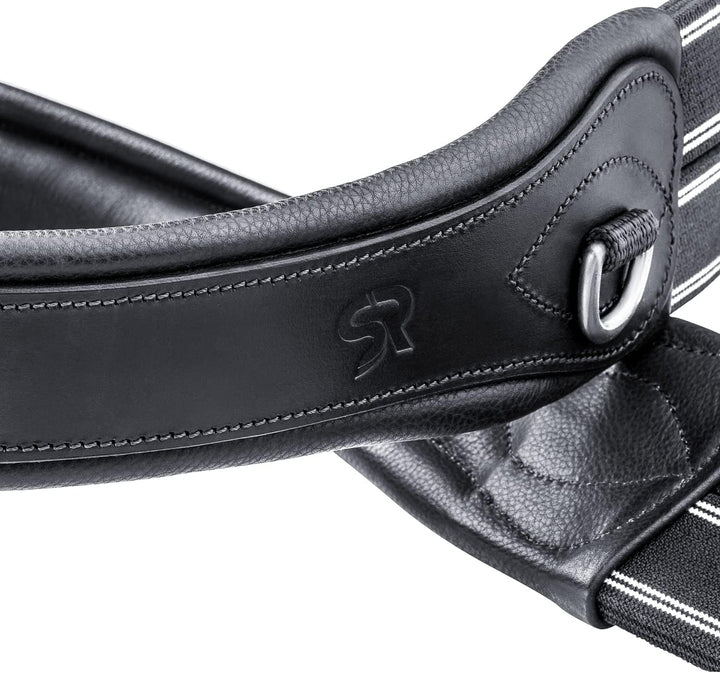 SUNRIDE Sattelgurt Soho aus Echtleder, anatomisch mit D-Ring (3X) für Hilfszügel (125 cm, schwarz) 1