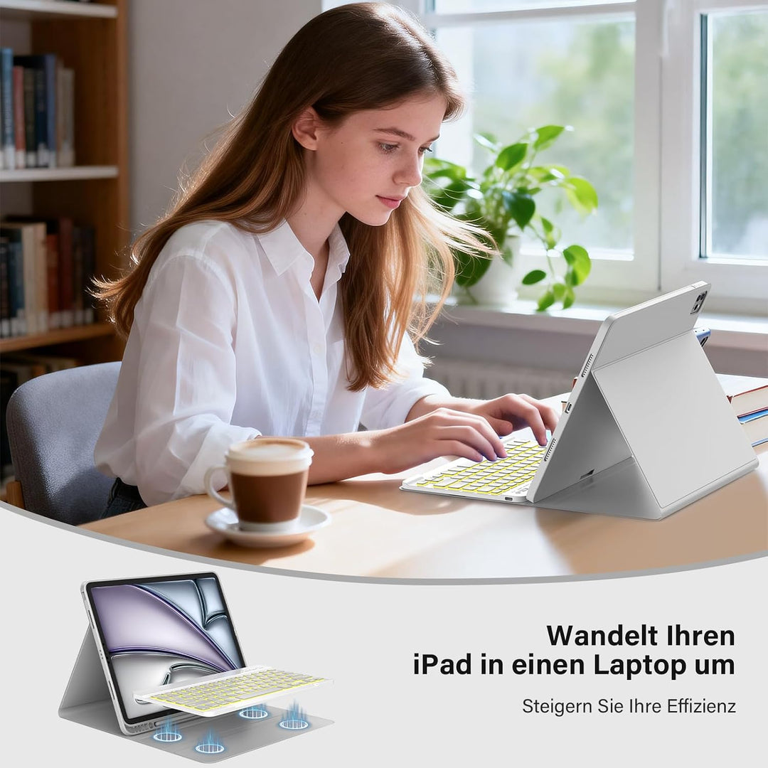 CC Store Hülle mit Tastatur für iPad Air 13 Zoll M3 2025/M2 2024, iPad Pro 12.9 Zoll 6/5/4/3 Gen, Ma