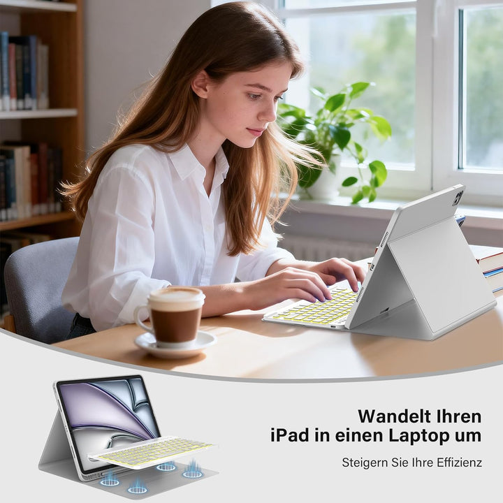 CC Store Hülle mit Tastatur für iPad Air 13 Zoll M3 2025/M2 2024, iPad Pro 12.9 Zoll 6/5/4/3 Gen, Ma