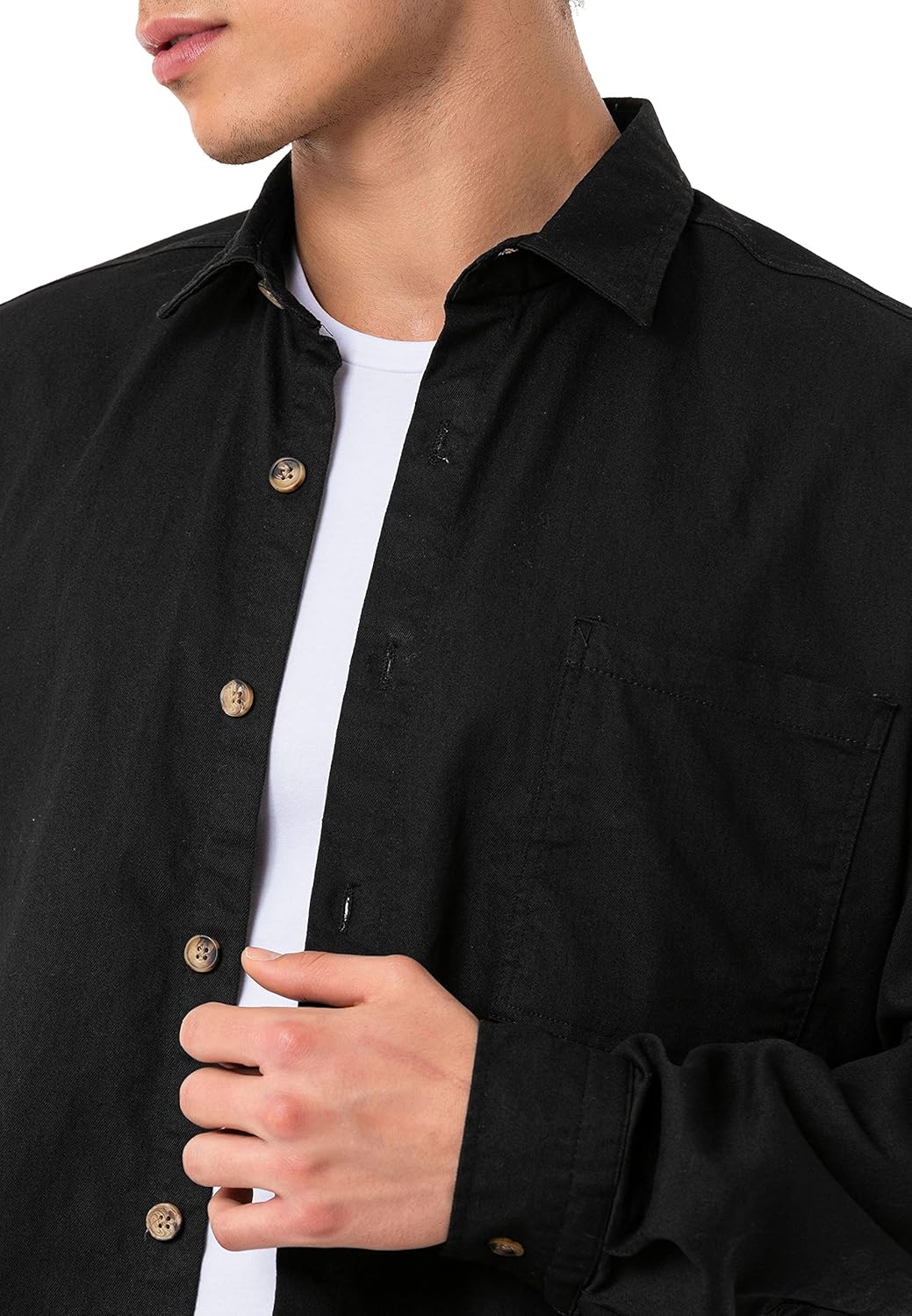 Red Bridge Herren Hemd Jeanshemd Premium Denim Oversized Wide Cut M Schwarz, M Schwarz
