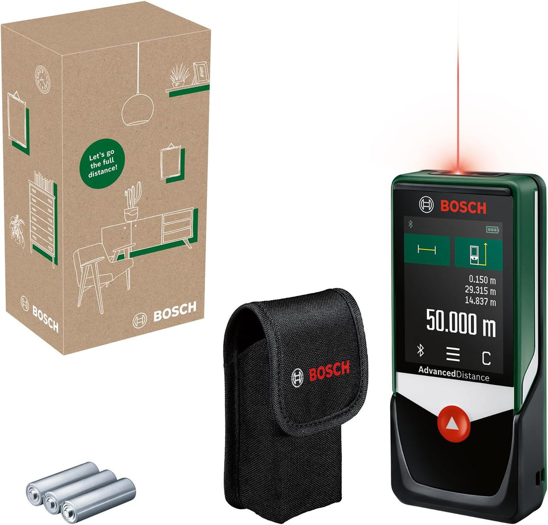 Bosch Laserentfernungsmesser AdvancedDistance 50 C (Distanz bis 50m präzise messen, Touch-Display, M