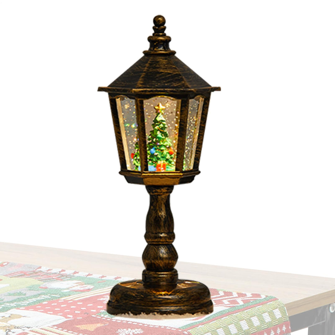 Schneekugel Laterne - Drehende Schneekugel Lampe - Vintage Laterne Deko Für Fensterbank Kamin Tisch
