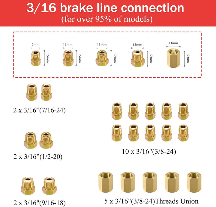 finoki Bremsrohr Kit 25 Fuss Auto Rolle Rohr Spule Doppel Bördelwerkzeug Auto Bremse Linie Reparatur
